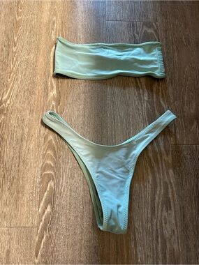 White Fox Boutique Mint Green Bandeau Bikini Set